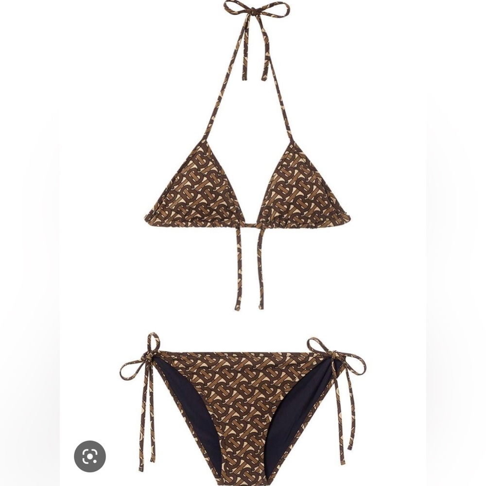 Burberry Women's Brown Monogram Print Triangle Bikini